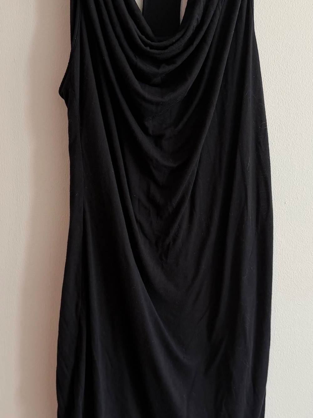 Helmut Lang jersey Asymmetrical hem draped cowl neck racerback mini dress